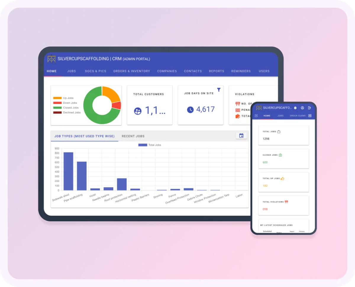 Silvercup Scaffolding — Silvercup Scaffolding — CRM + in-house system, web & mobile